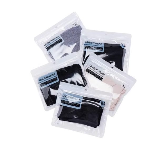 Custom High End Clothing Plastic Bags Kraft Paper Pouches With Window Frosted Stand Up Bag