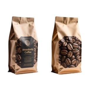 Eight-sided upright coffee bag with window