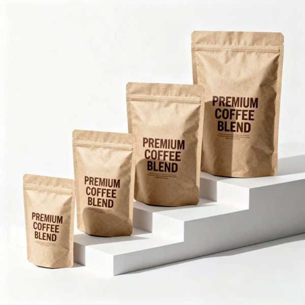 Self Standing Coffee Bag Made Of Kraft Paper
